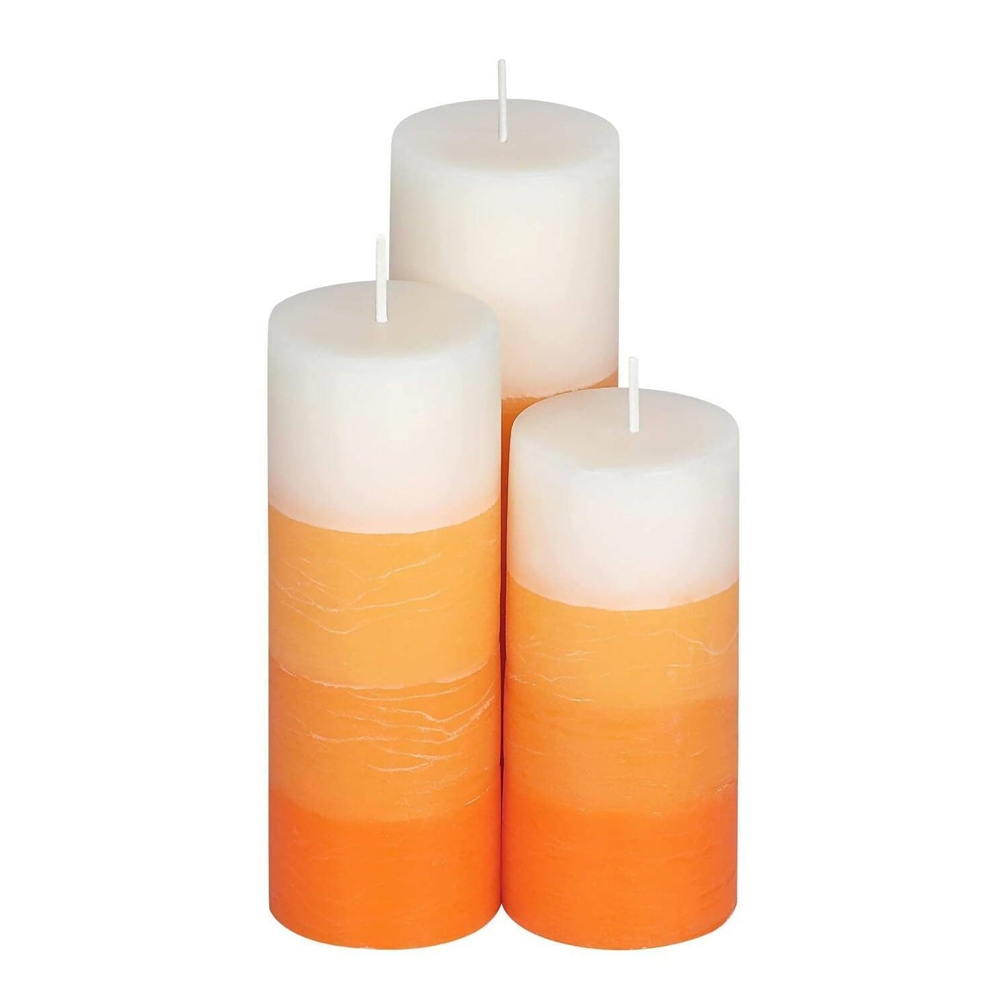 PROSPERRO LUMO by Parkash Candle Set of 3 Fragrance Pillar Candles Shade Finish (Orange - Sandalwood) - HalfPe