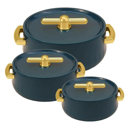 SELVEL Elegance Inner Steel Casserole Set of 3 (1700ml, 1200ml, 600ml) - HalfPe