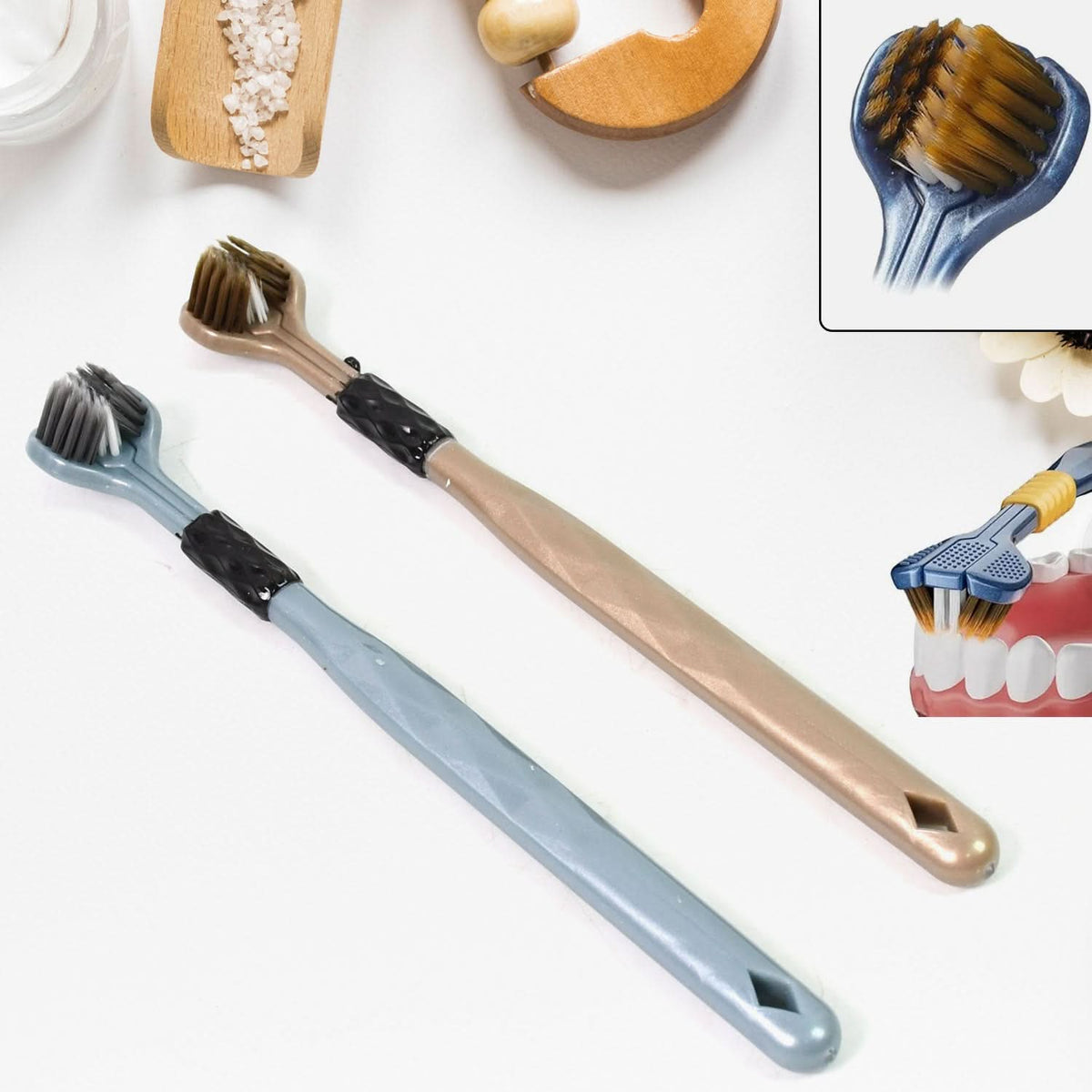 3 Sided Toothbrush Soft Bristle Toothbrush (2 Pc Set) HP DD