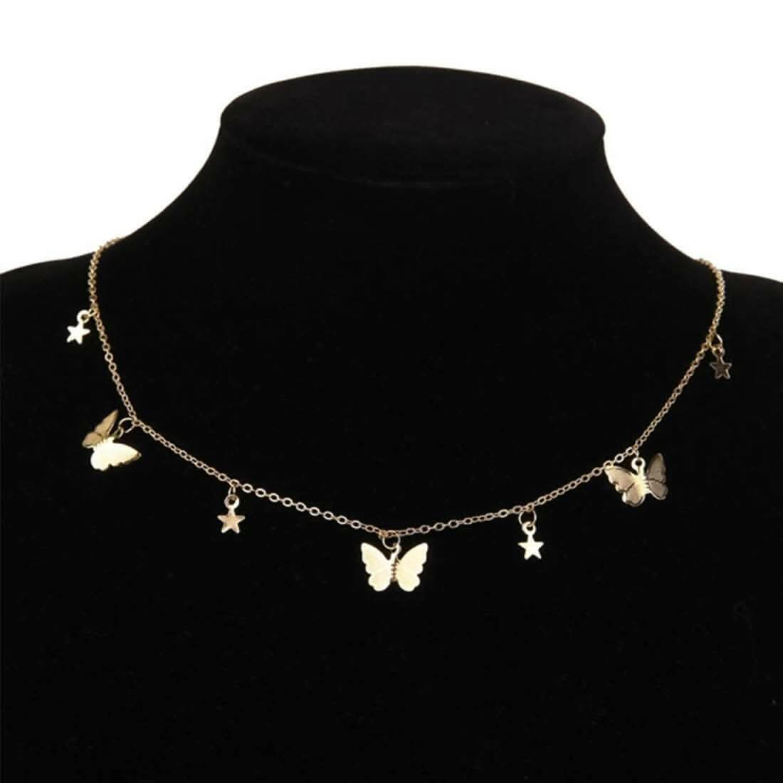 Multiple Butterfly Star Necklace Jewellery for Women Pendant Necklace for Women & Girls MK Collections