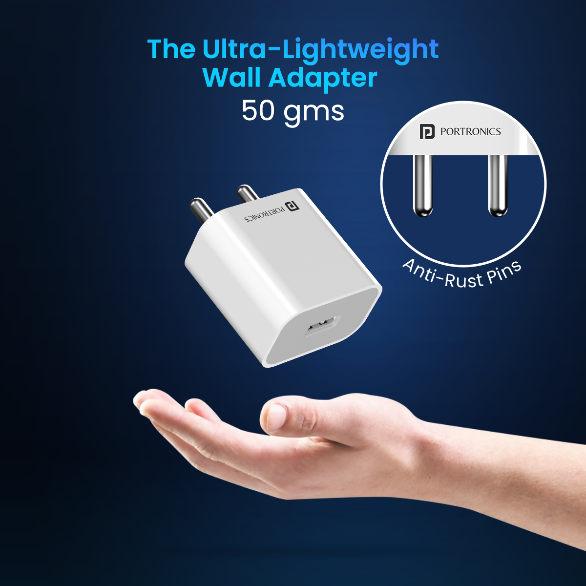 Portronics Adapto 12 12W 2.4A Fast Wall Charger with Single USB Port for Smartphones & USB Devices – White