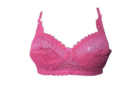 Premium Women's Lace Net Bra with Elegant Non-Padded Full Coverage Lingerie with Scalloped Trim - Pack of 2 (Multicolor)