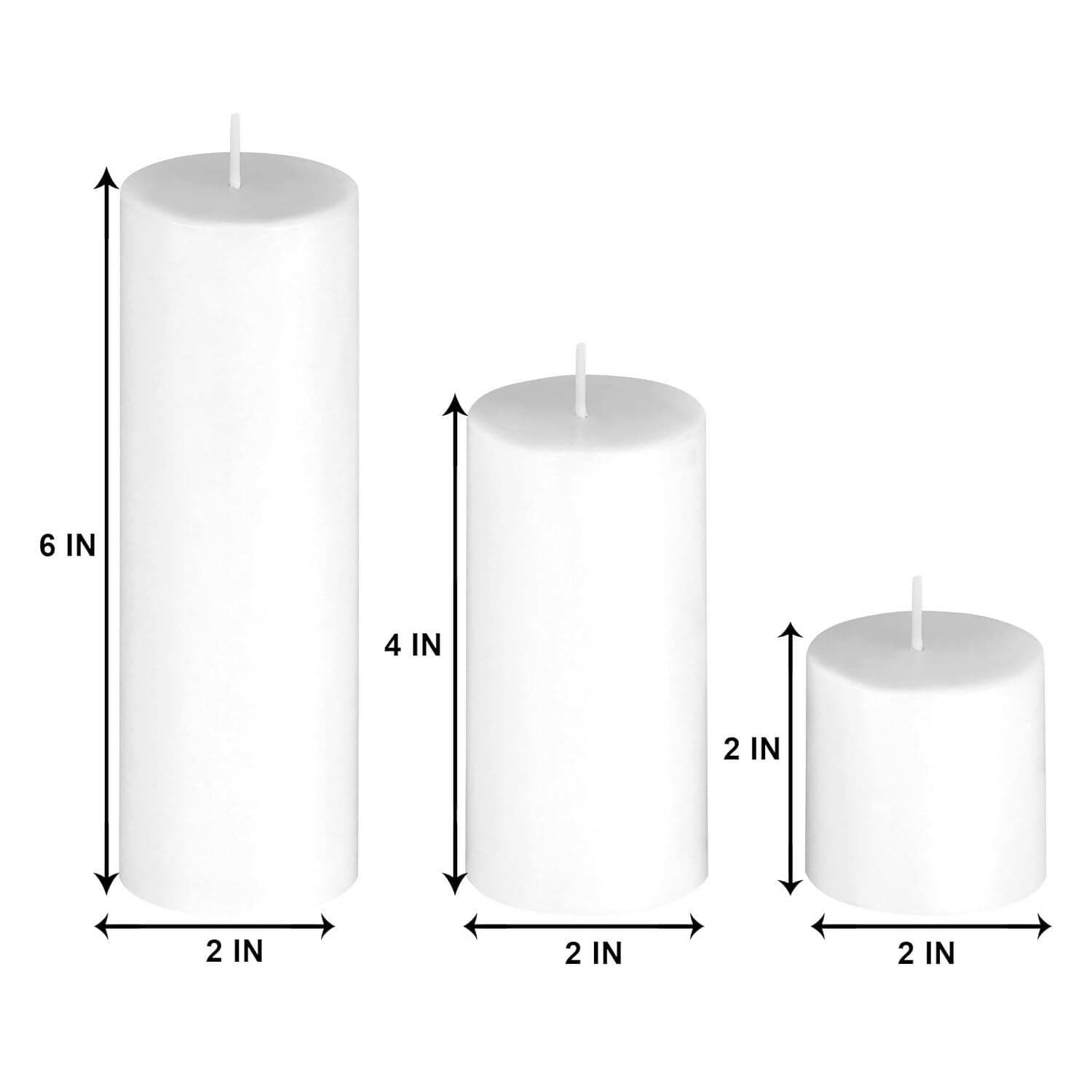 PROSPERRO LUMO by Parkash Candles Unscented Pillar Candles Set of 3 (2x2, 2x4, 2x6 Inches) (White) - HalfPe