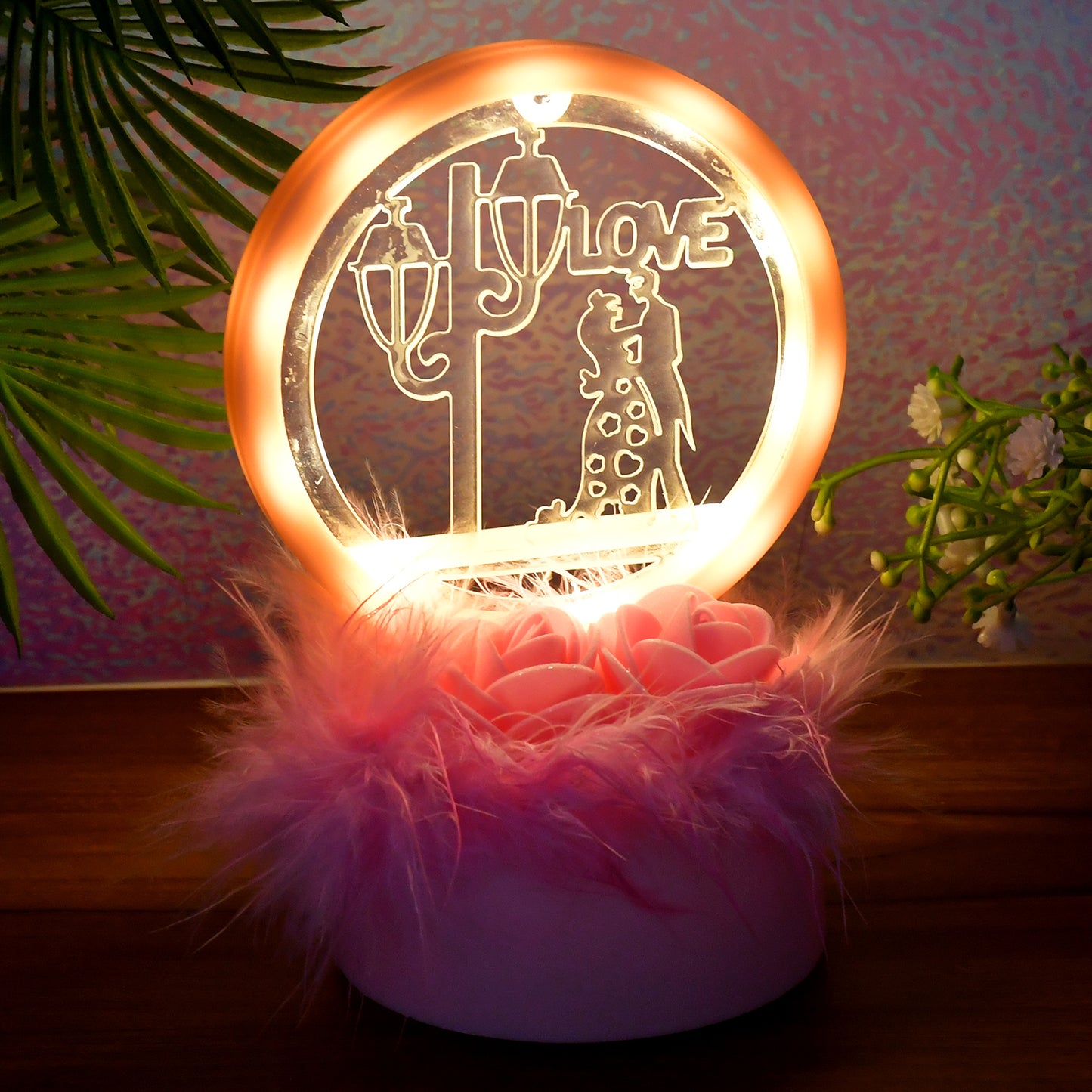 Romantic Round Love Couple Decorative Showpiece (1 Pc)