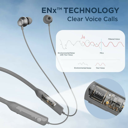 boAt Rockerz Apex Neckband – Wireless in-ear earphones with Spatial Bionic Sound (Dirac Virtuo™), Beast™ Mode, ENx™ calling, touch controls, 30H playtime, and ASAP™ fast charging.(CLASSIC GREY) Halfpe Deals