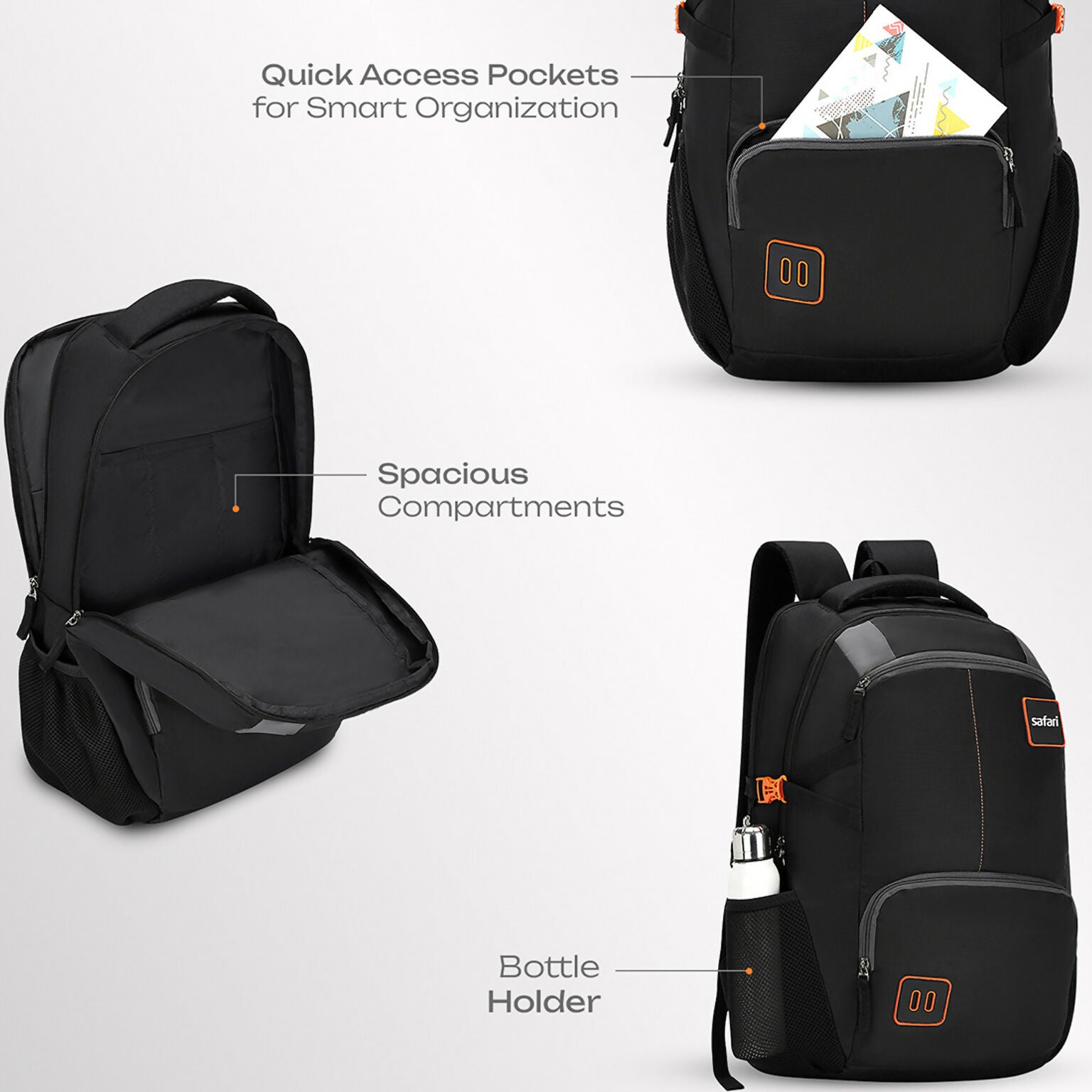 SAFARI Medium 30 L Laptop Backpack Warrior (Black)