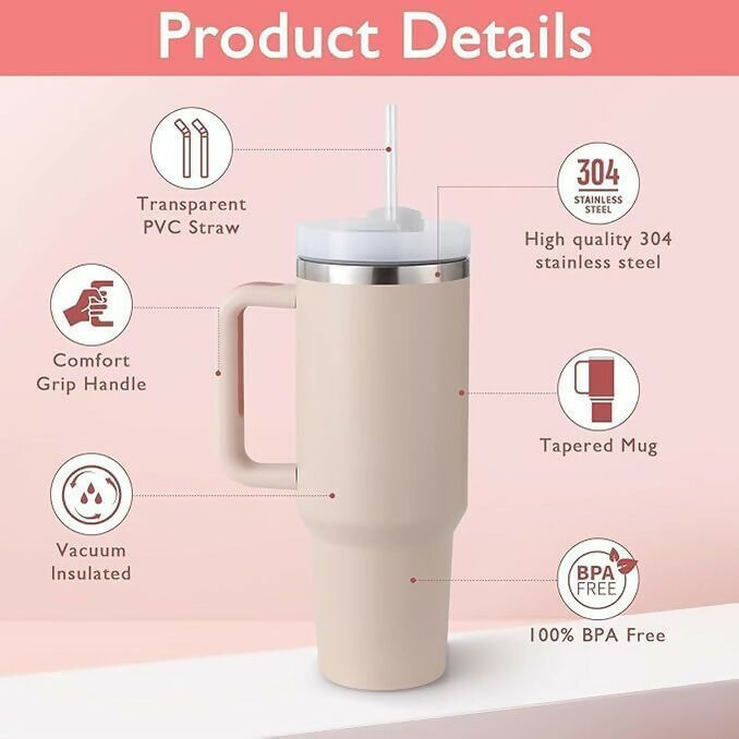 1200ml Tumbler with Lid and Straw Large Capacity Drinking Cup