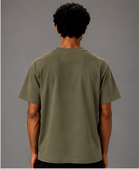HUSTLE Essentials Men's Crew Neck Oversized T-Shirt – Olive Green