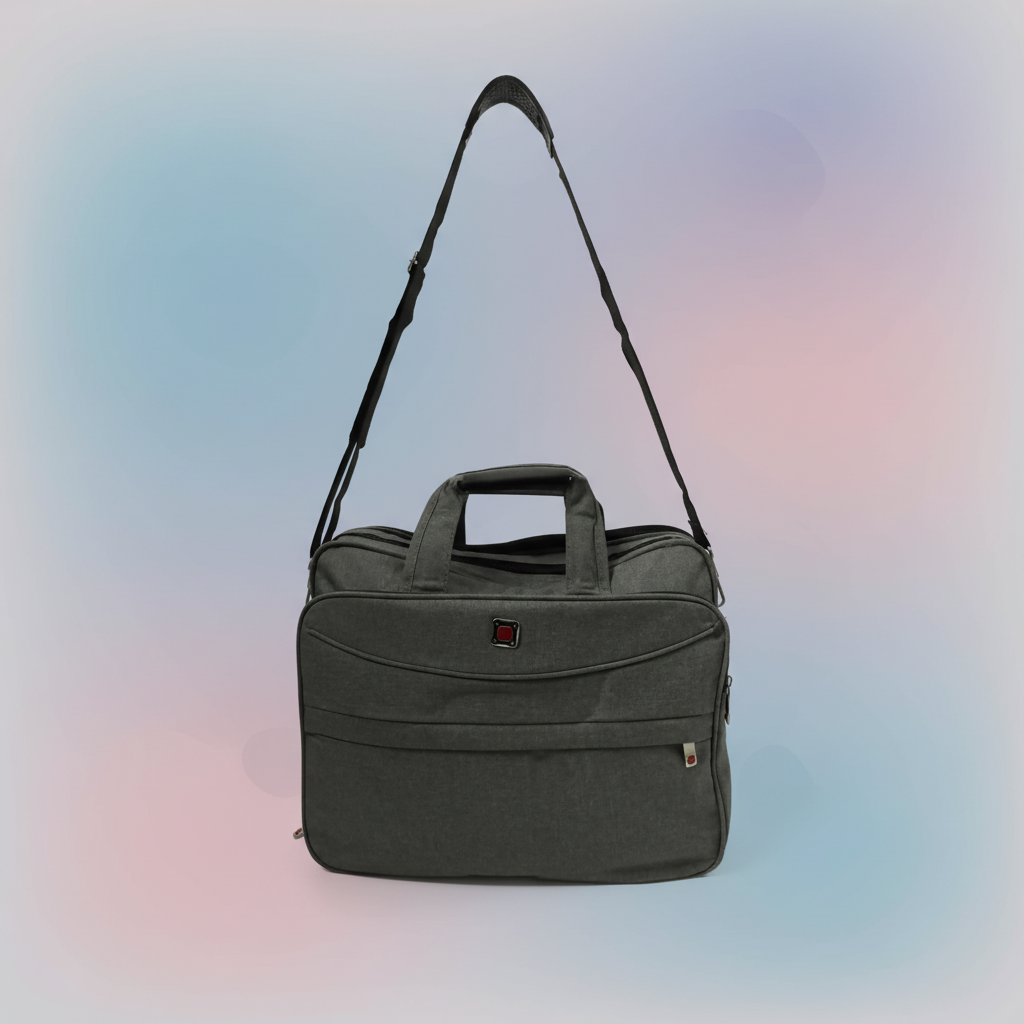 Synthetic Fabric Office Laptop Bags for Men - Grey SUPER
