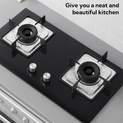 Aluminum Gas Stove Burner Protector Covers  Reusable Non-Stick Foil Gas Range Protectors  (10 Pc  23x23 Cm)