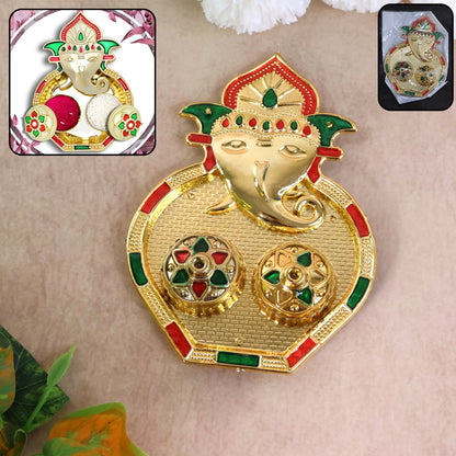 Ganesh Design Decorative Kumkum Box - (1 Pc)