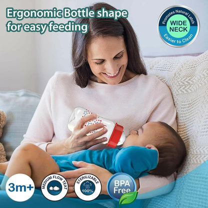 Luvlap anti-colic slim/regular neck essential baby feeding bottle 250ml (pack of 2, bpa free) - HalfPe