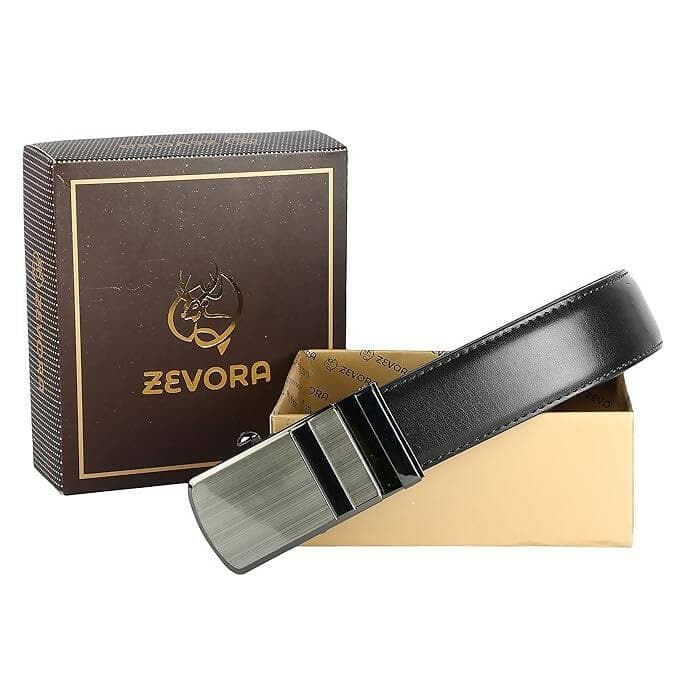 ZEVORA Leather Belt for Men (Black) - HalfPe