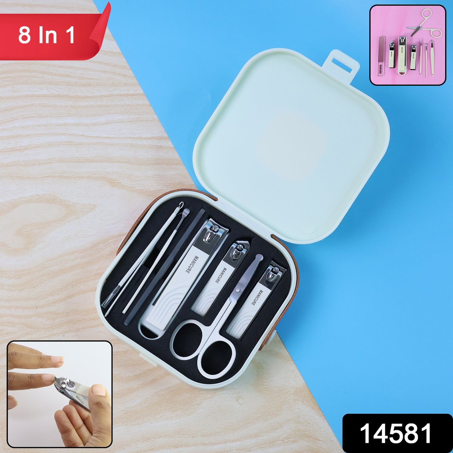 8 In 1 Premium Manicure  Pedicure Grooming Kit - (1Set)