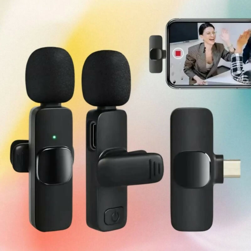 K9 Dual Wireless Lavalier Microphone with Type-C Receiver for Mobile, Vlogging & Online Meetings JPS PRODUCTS (ACHSA)