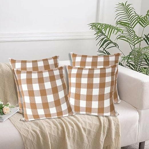 Lushomes Square Cushion Cover, Cotton Sofa Pillow Cover Set of 4, 18x18 Inch, Pillow Cushions Covers (Pack of 4, 45x45cm, Multi-color) - HalfPe