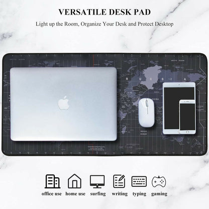 World Map Desk Mat & Mouse Pad (80×30 cm) Large Non-Slip, Water-Resistant Desk Pad with Smooth Surface Printed Keyboard & Mouse Mat for Office & Home Use