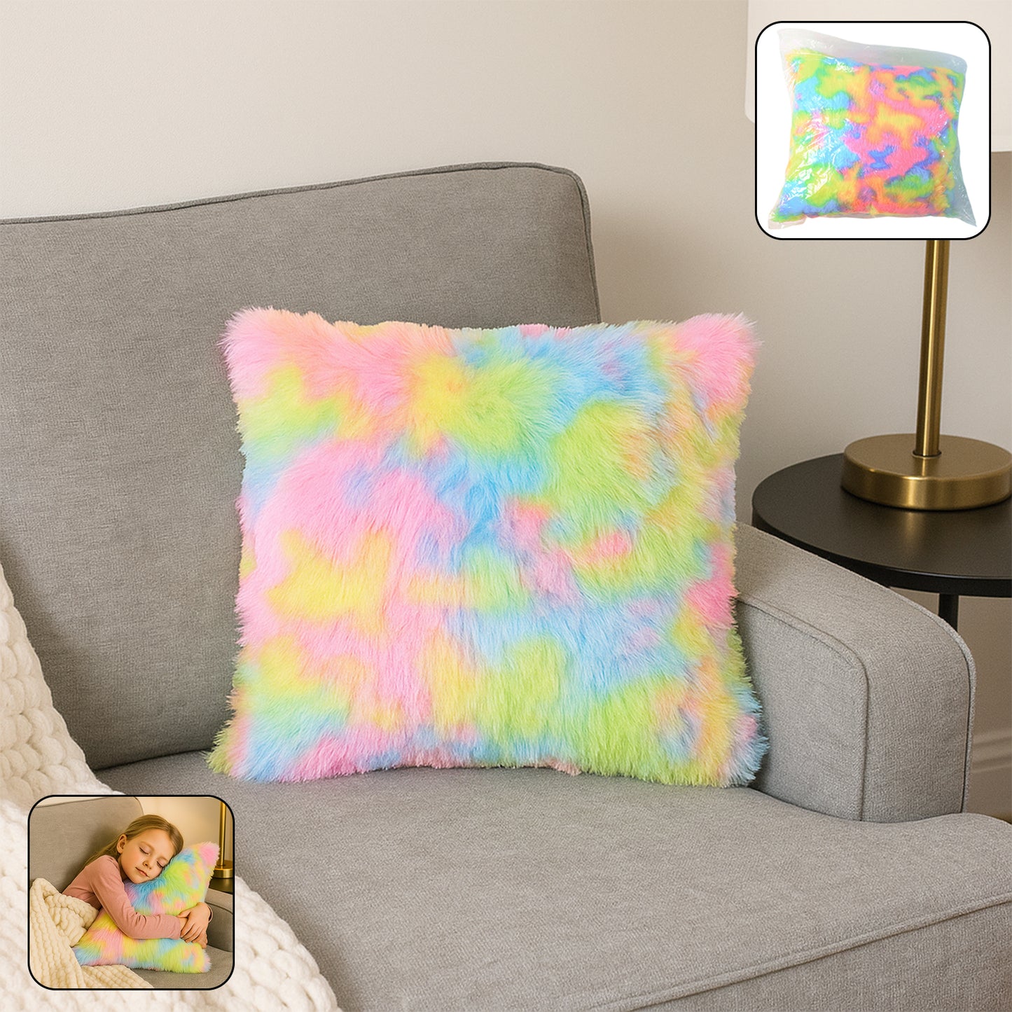 Soft Plush Multicolor Rainbow Cushion Pillow (1 Pc)