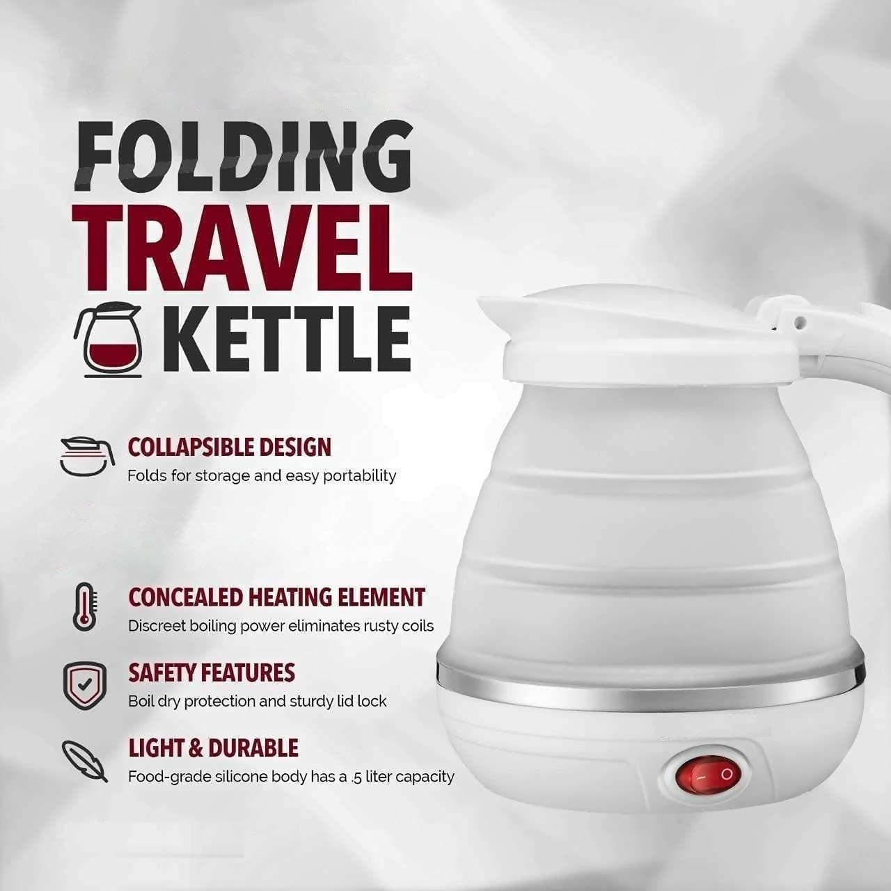 Silicone Foldable Travel Electric Portable Kettle (600ML) - HalfPe