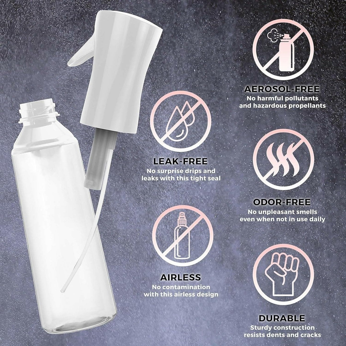 Continuous Mist Empty Spray Bottle, Bagless Water Misting Sprayer (300ml) - HalfPe