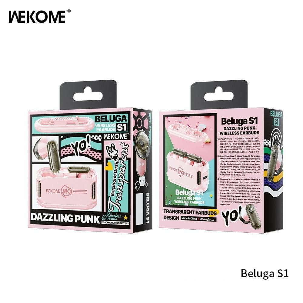 Wk-Beluga S1-Earbuds Magnetic detachable cover design and 1200mAh large battery(Pink) - HalfPe