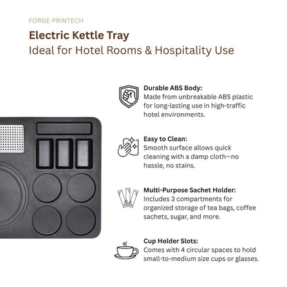 Premium Hospitality ABS Plastic Kettle Tray: Serve Sophistication | Hotel Room Tea Tray | Compatible with All Electric Kettle