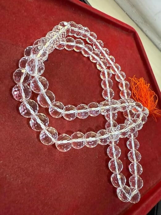 Spatikam Mala Pure Natural Crystal Beads Traditional Prayer Necklace for Meditation, Chanting & Spiritual Healing