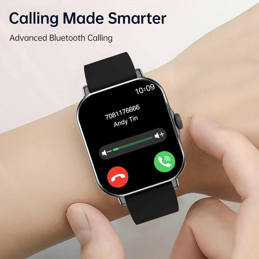 SHKOD Watch3 Pro 2.01" HD Always on Display, Calling Smart Watch, Wireless Charging ,Heart Rate Monitoring(Black) - HalfPe