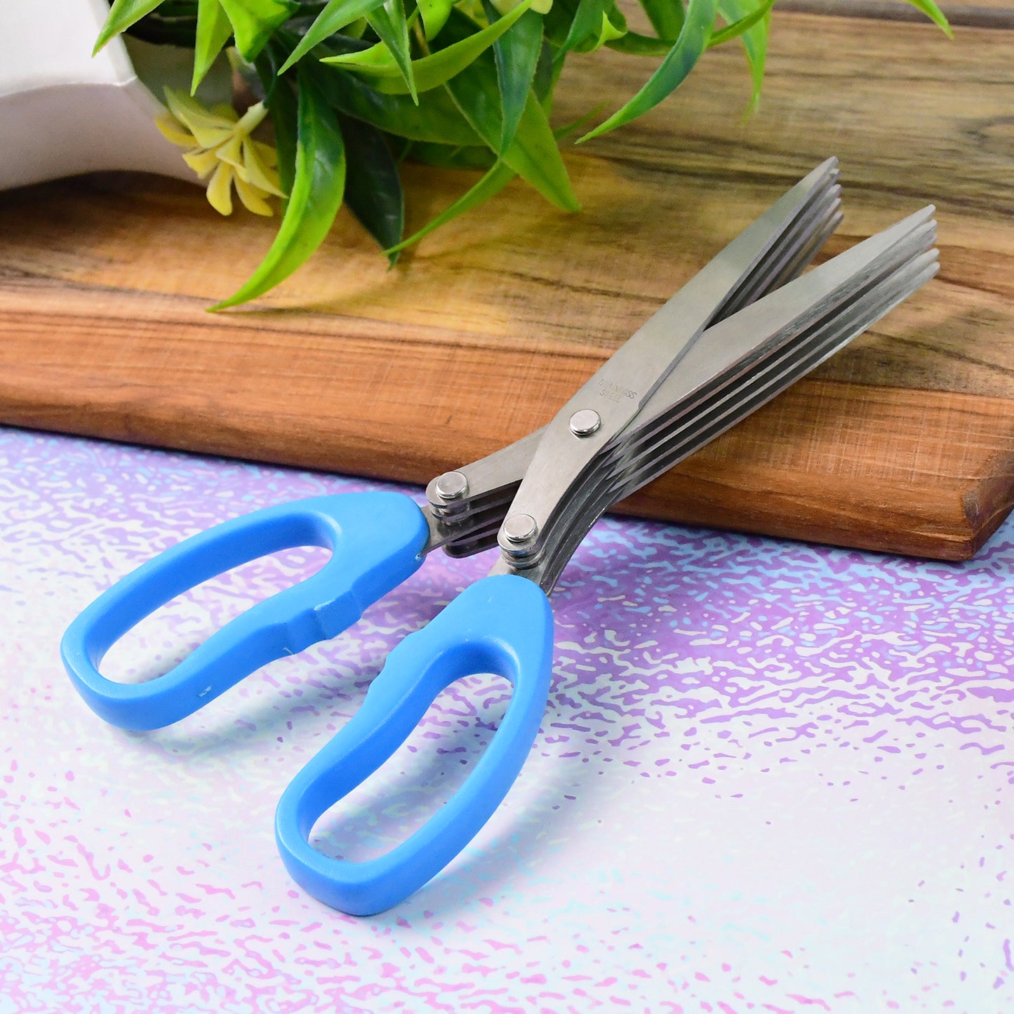 5-Blade Multipurpose Herb Scissors for Stainless Steel Kitchen Cutter for Fast Vegetable,