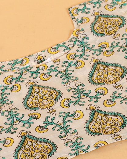 Yellow And Blue Floral Print Girls Lehenga Set - KES-SC-YBG-0-6