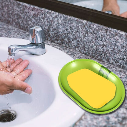 Wall-mounted plastic soap holder (2pcs) – self-adhesive, ideal for bathroom or kitchen storage.
