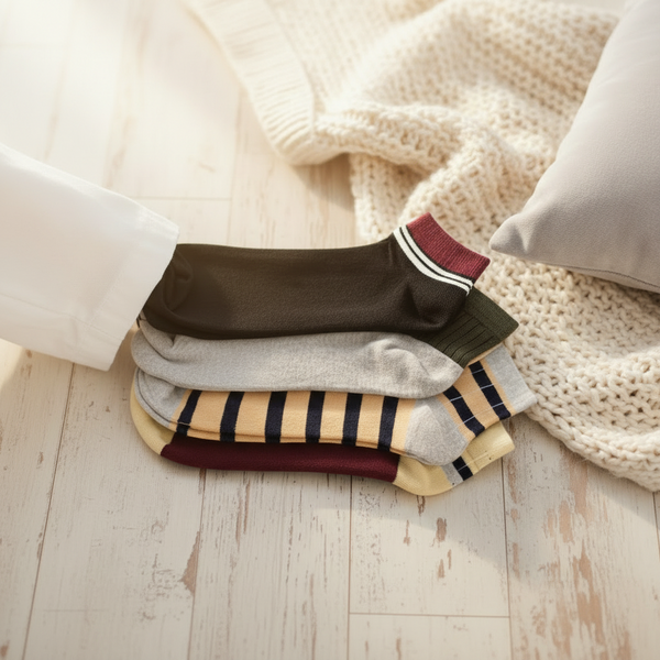 Striped and Solid Cotton Ankle Socks for Women Girls Soft Comfortable Daily Wear RITEX OVERSEAS