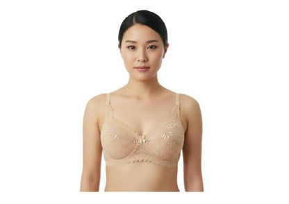 Premium Women's Lace Net Bra with Elegant Non-Padded Full Coverage Lingerie with Scalloped Trim - Pack of 2 (Multicolor)