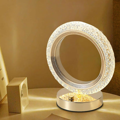 Round Crystal Cordless Table Lamp – Luxury Diamond Nightstand Light for Bedroom, Living Room & Party Decor