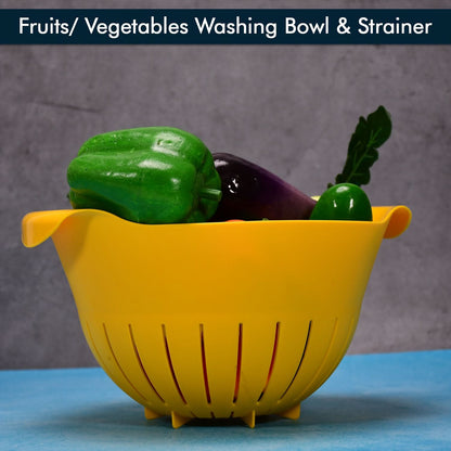 Plastic Fruits & Vegetable Washing Bowl with Strainer