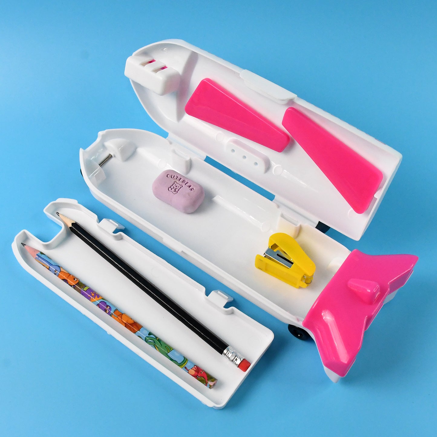 Multi-functional Airplane-shaped Compass Box With Led Light And Built-in Sharpener