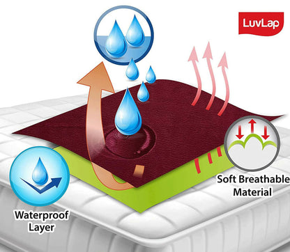 Luvlap Instadry Extra Absorbent Rubber Dry Sheet Bed Protector Maroon 0m+ Large 100 X140cm