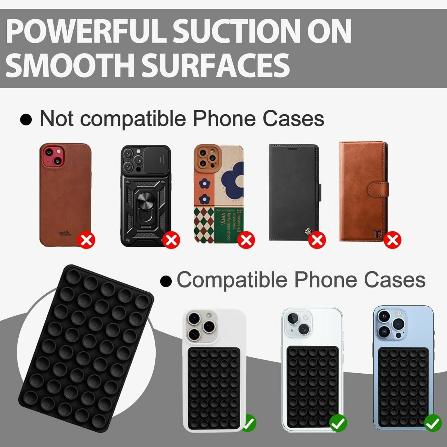 Sucky Multi Suction Mobile Mount Pad Non Slip Reusable Holder for Vertical and Horizontal Use JPS PRODUCTS (ACHSA)