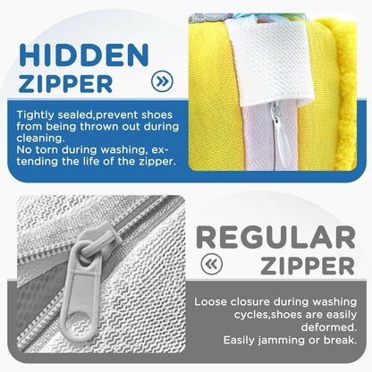 Reusable Shoe Washing Bag for Washing Machine & Dryer Invisible Zipper Side-Opening Laundry Bag for Sneakers & Shoes (Yellow, 1 Piece)