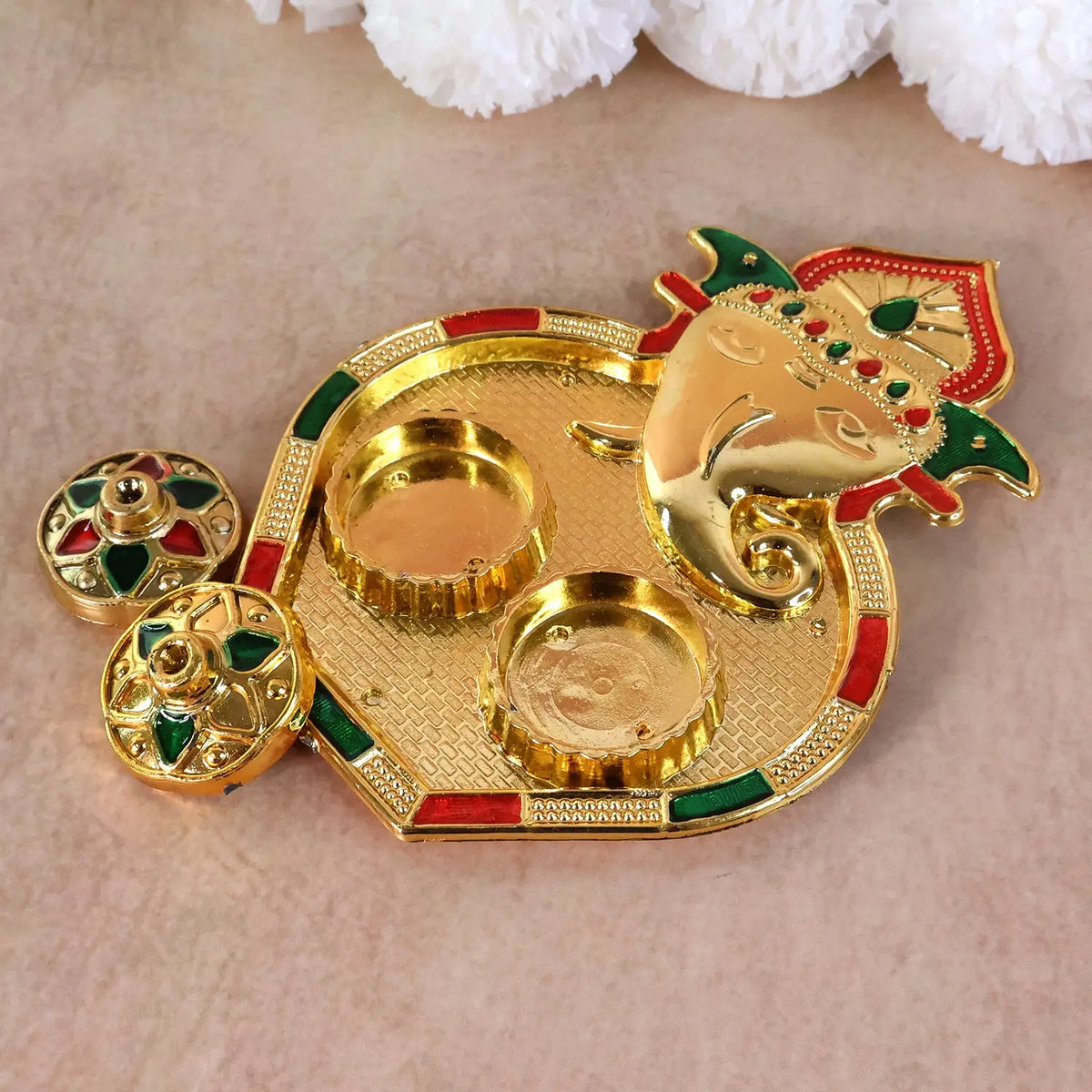 Ganesh Design Decorative Kumkum Box - (1 Pc) HP DD