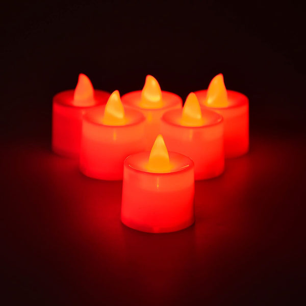 Decorative Flameless Candles Red LED Tealights (Pack of 24)