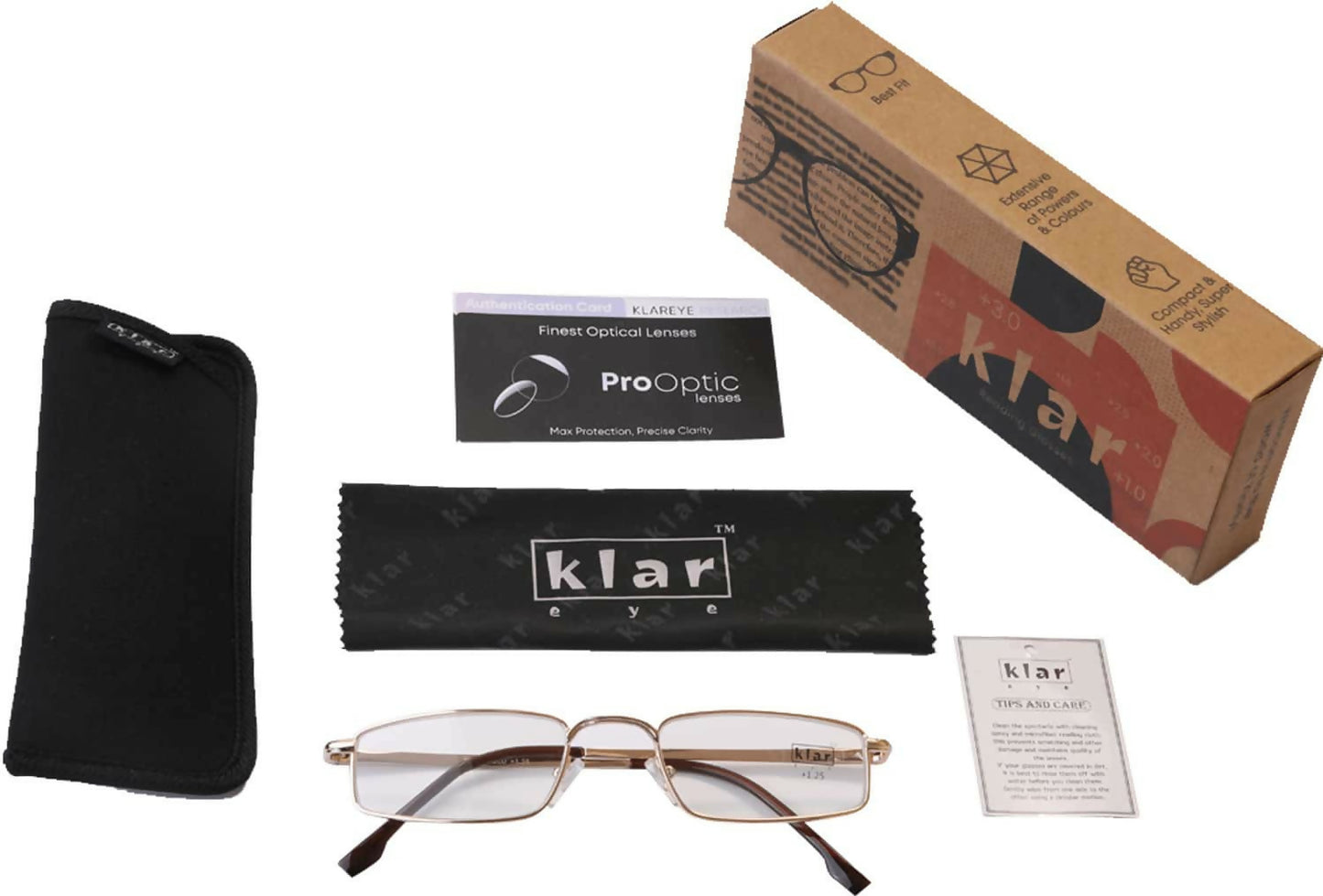 Klar Eye Full Rim Rectangle Reading Glasses Men And Women Powers +0.75 To +3.50+2.25 Power Gold