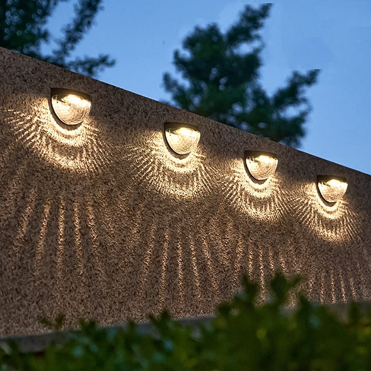 6 Led Solar Powered Wall Mount Fence Light With Honeycomb Shade Design (2 Pc Set)
