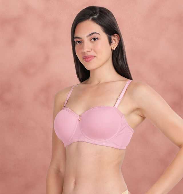 Susie Half Coverage Candy Pink Top Lace Adjustable MultiwayWired Balconette Bra