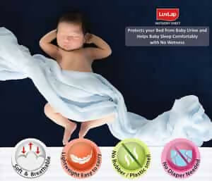 LUVLAP INSTADRY EXTRA ABSORBENT DRY SHEET/BED PROTECTOR SKY BLUEN 0M MEDIUM (70X100CM)