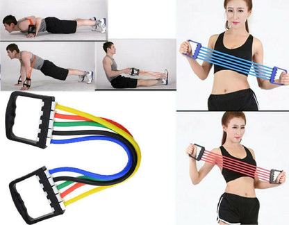 AVMART Multicolor Highly Durable Adjustable Chest Expander for Workout at Gym, Home & Fitness/Chest Pull/Hand Grip Resistance Tube - HalfPe