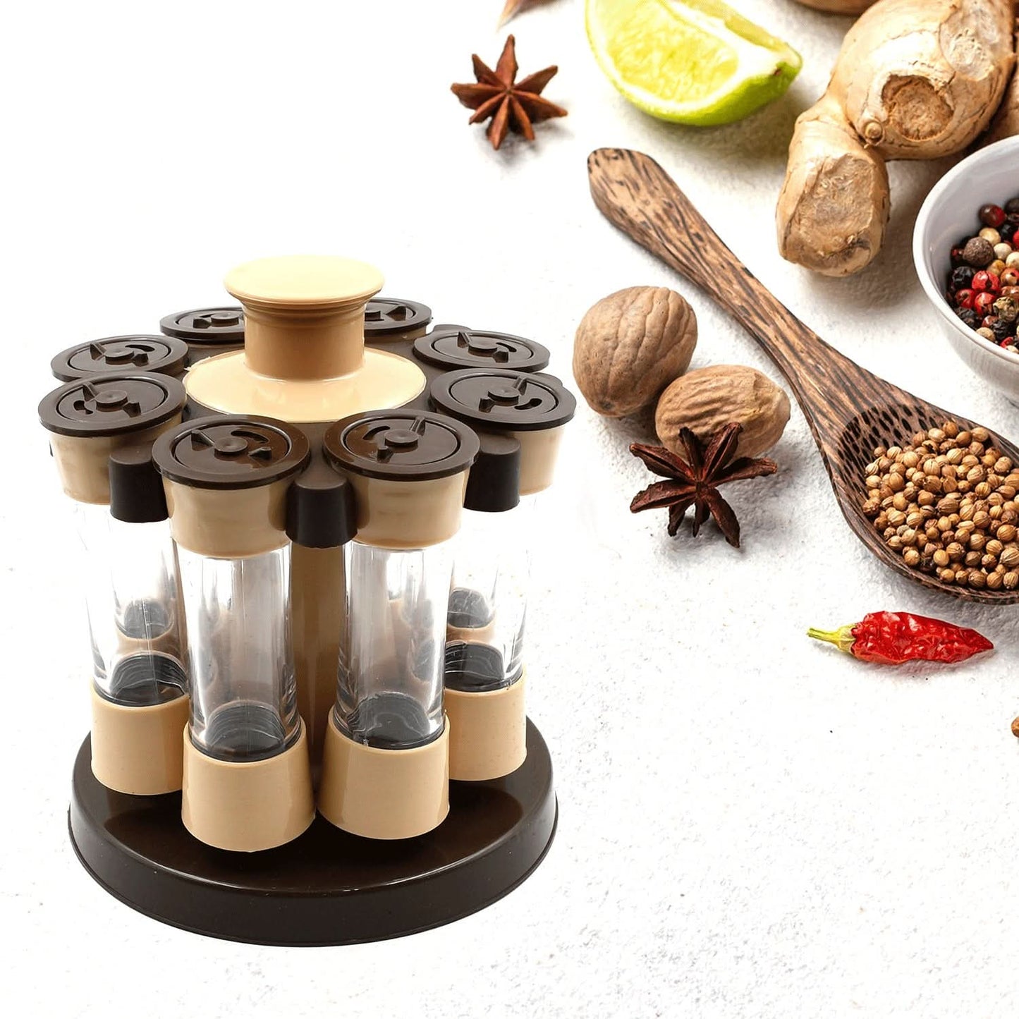 360° Revolving Spice Rack 8 Jar Seasoning Organizer for Kitchen