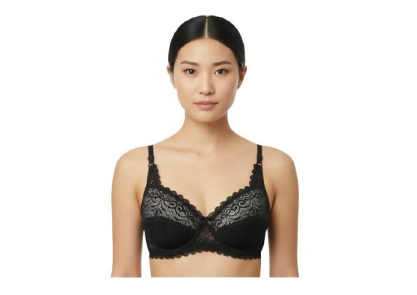 Premium Women's Lace Net Bra with Elegant Non-Padded Full Coverage Lingerie with Scalloped Trim - Pack of 2 (Multicolor)