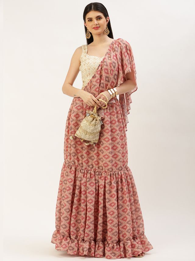 Bollywood Vogue Ready To Wear Multicolored Georgette Digital Printed Lehenga Set