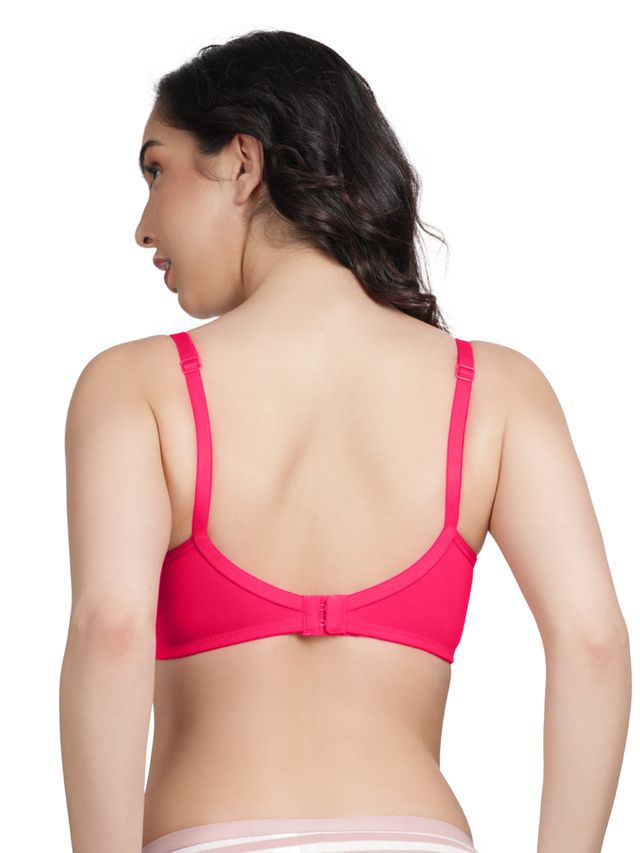 Susie Half Coverage Fuschia Pink Non Padded Wirefreee Adjustable, Non Detachable Everyday Plunge Bra